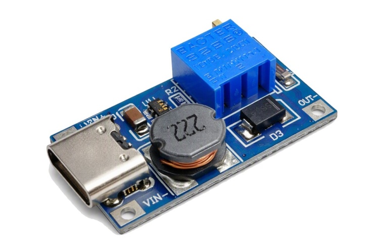 MT3608 регулируемый повышающий DC-DC преобразователь с разъемом USB Type-C